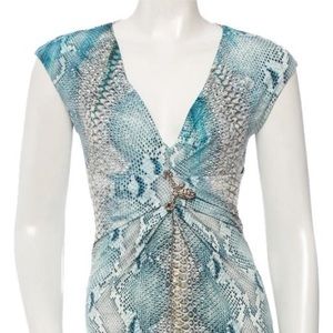 Roberto Cavalli Blue Python Print Dress